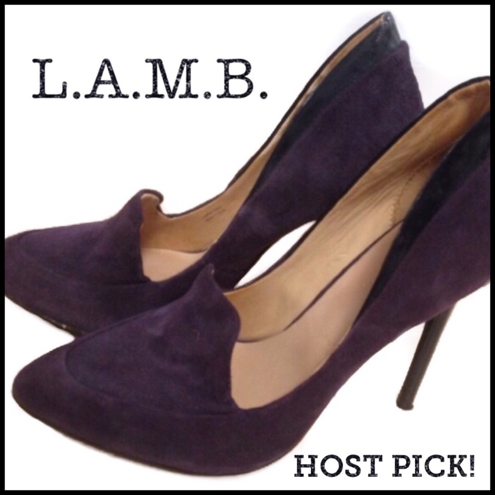 🌟HP🌟L.A.M.B.Gwen Stefani Dice Heels Plum Suede 8